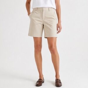 Ann Taylor Khaki Bermuda Shorts Womens 8 Beige Cotton Stretch Chino